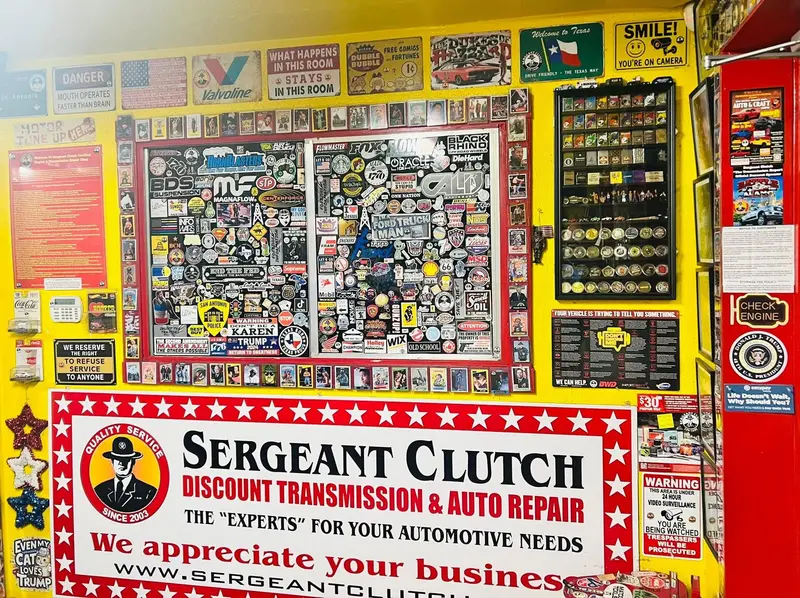 Memorabilia wall in the Sergeant Clutch customer lounge
