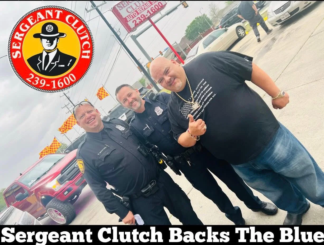 Sergeant Clutch backs the blue - owner with San Antonio police officers